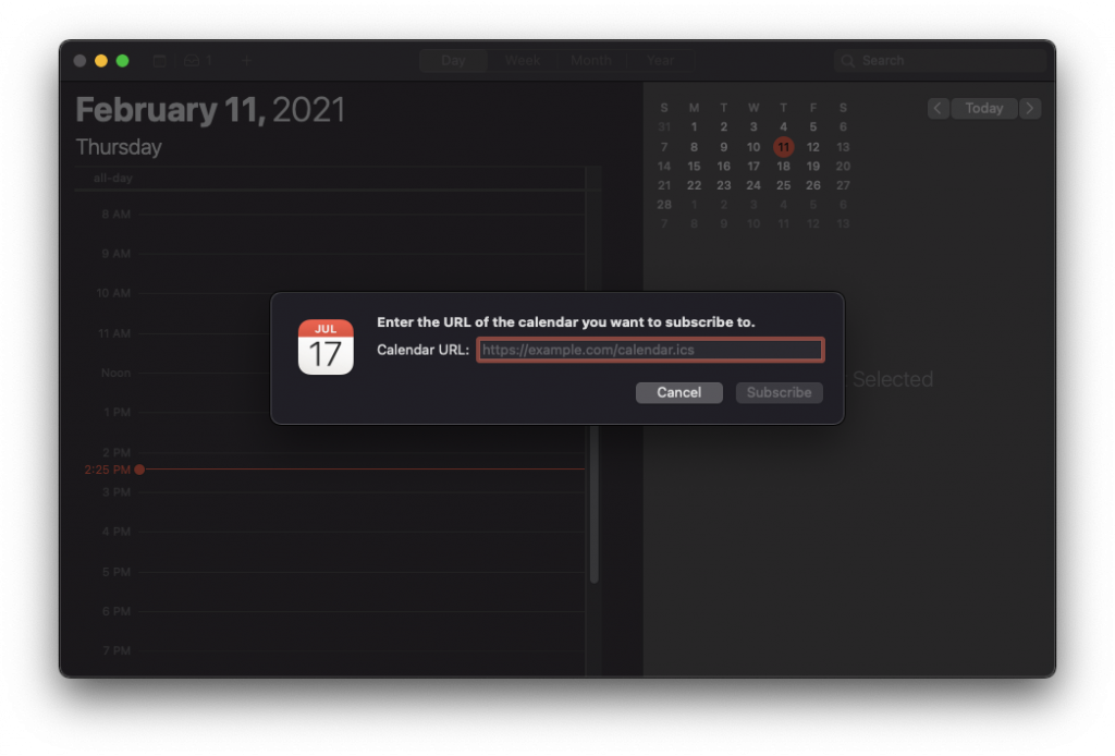 calendar url for mac